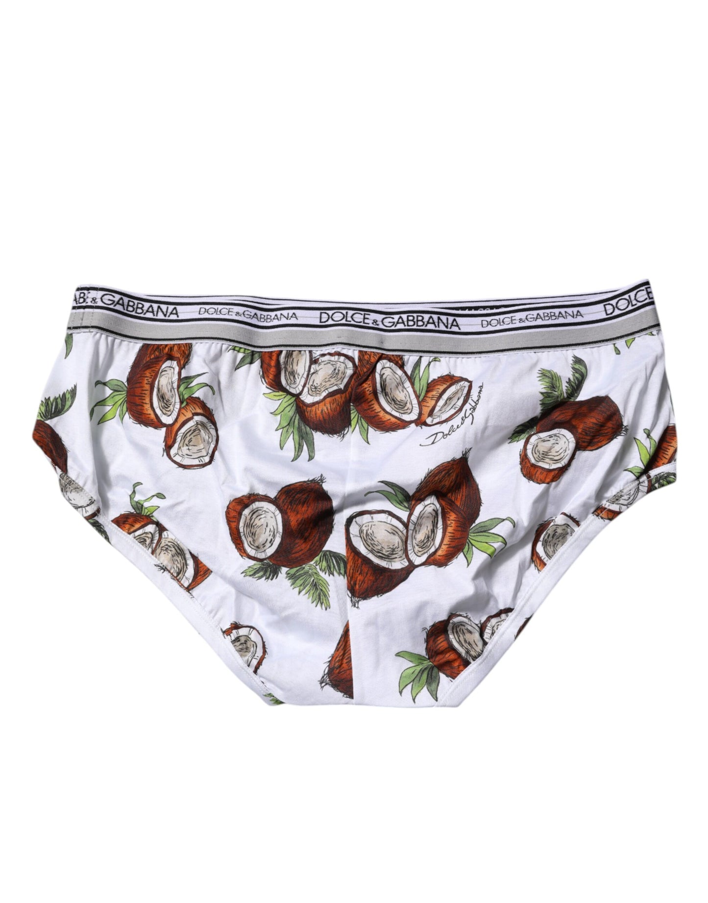 Dolce &amp; Gabbana – Weiße, normale Slip-Unterhose mit Kokosnuss-Print