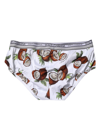 Dolce &amp; Gabbana – Weiße, normale Slip-Unterhose mit Kokosnuss-Print
