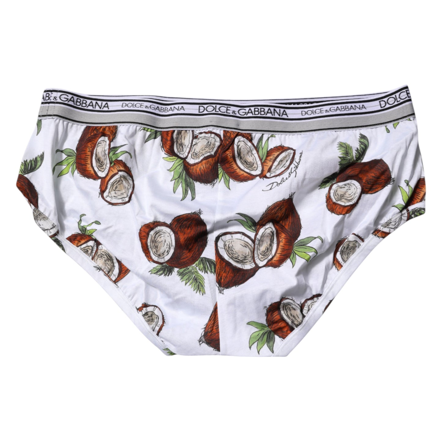 Dolce &amp; Gabbana – Weiße, normale Slip-Unterhose mit Kokosnuss-Print