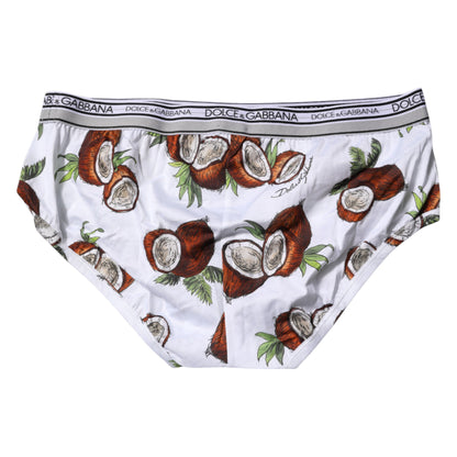 Dolce &amp; Gabbana – Weiße, normale Slip-Unterhose mit Kokosnuss-Print