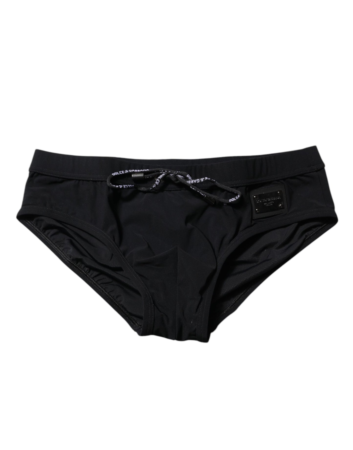Dolce &amp; Gabbana Black Logo Plaque Men Beachwear Brief Swimwear