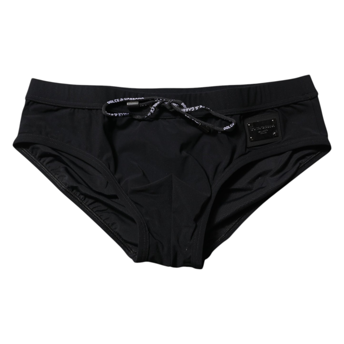 Dolce &amp; Gabbana Black Logo Plaque Men Beachwear Brief Swimwear