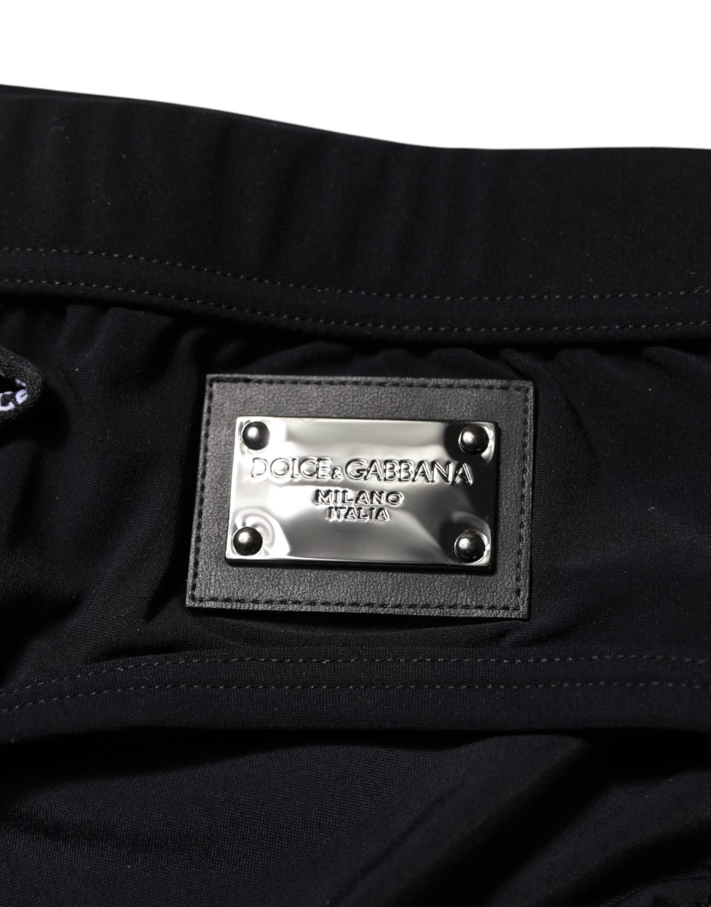 Dolce &amp; Gabbana Black Logo Plaque Men Beachwear Brief Swimwear