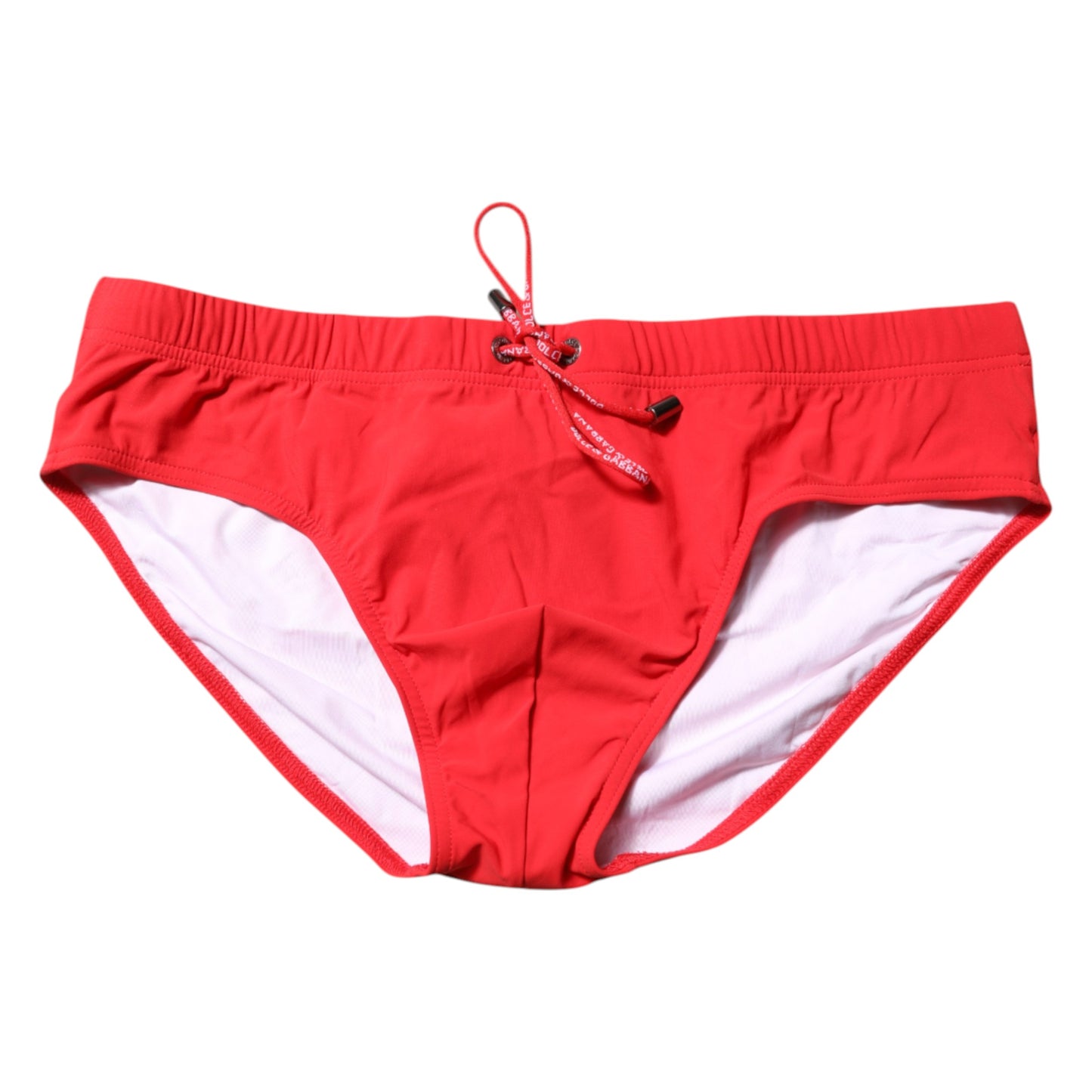 Dolce &amp; Gabbana Red Logo Waist Men Beachwear Brief Swimwear