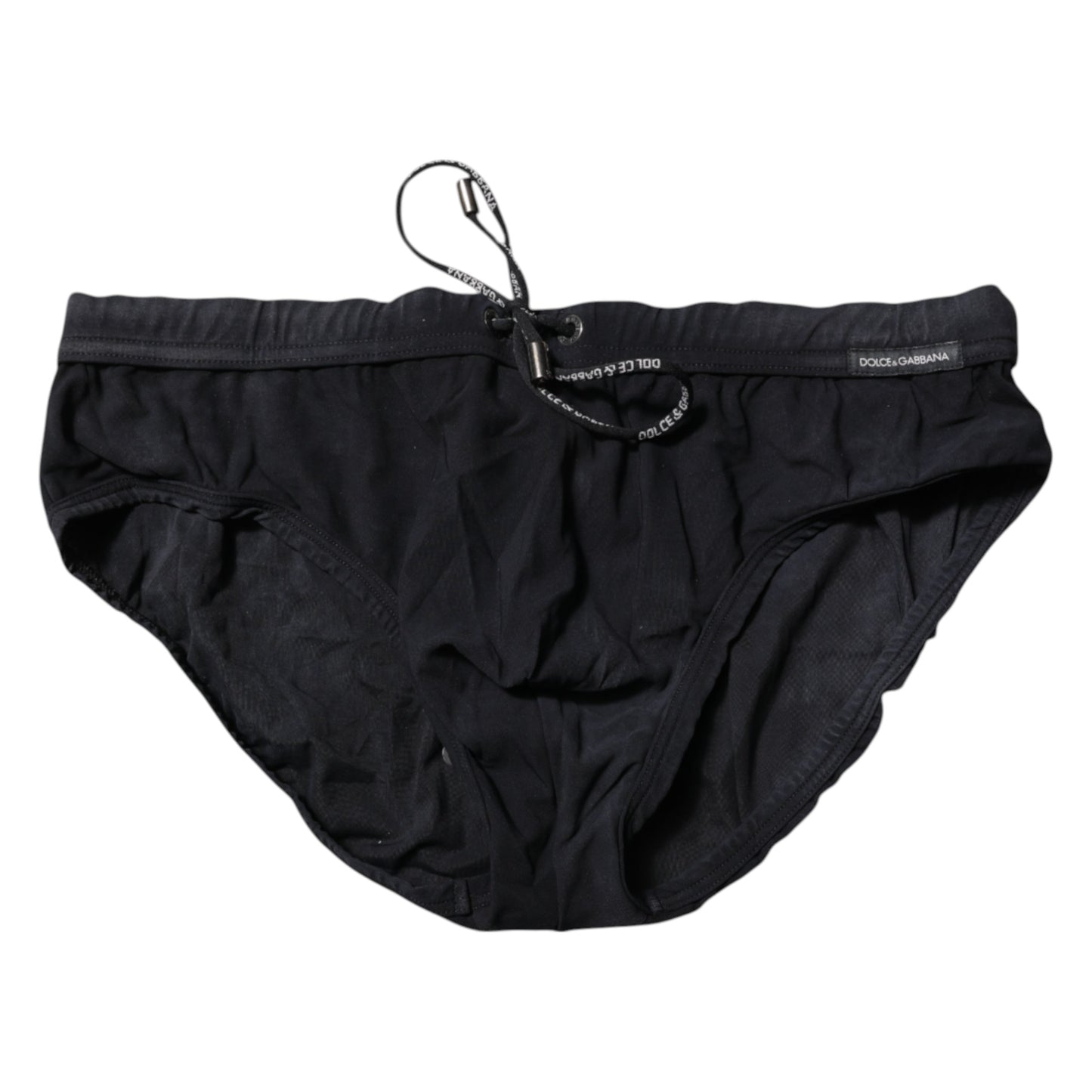 Dolce &amp; Gabbana Black Drawstring Men Beachwear Brief Swimwear