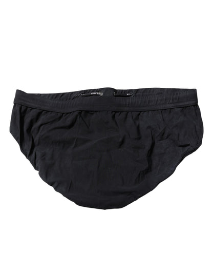 Dolce &amp; Gabbana Black Drawstring Men Beachwear Brief Swimwear