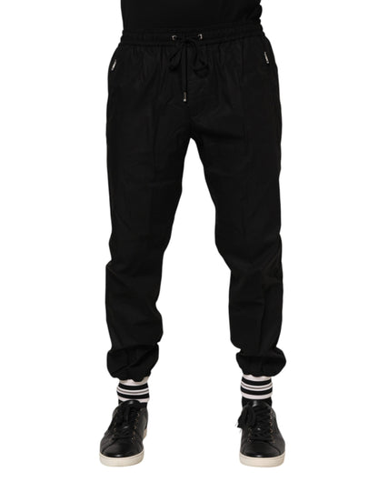 Dolce &amp; Gabbana Schwarze Jogginghose aus Baumwolle mit Logoband für Herren