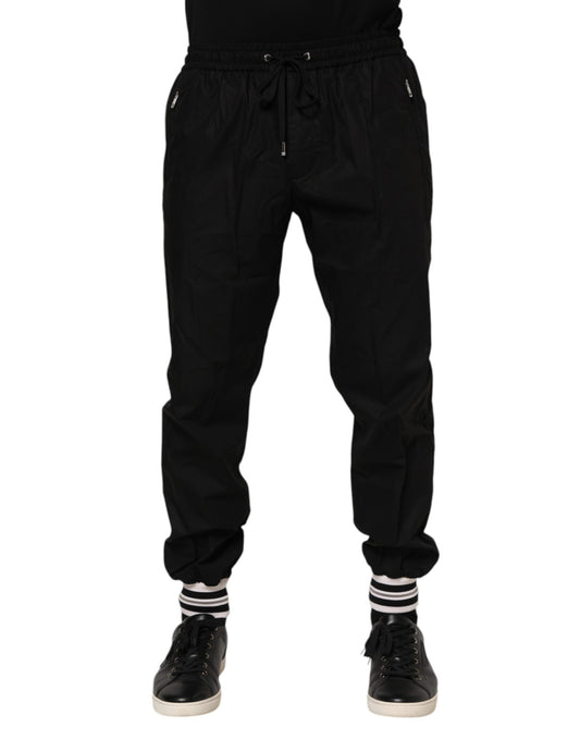 Dolce &amp; Gabbana Schwarze Jogginghose aus Baumwolle mit Logoband für Herren