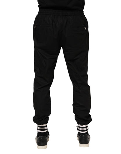 Dolce &amp; Gabbana Schwarze Jogginghose aus Baumwolle mit Logoband für Herren