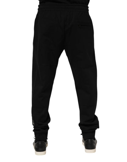 Dolce &amp; Gabbana Black Cotton Men Jogger Sweatpants Pants