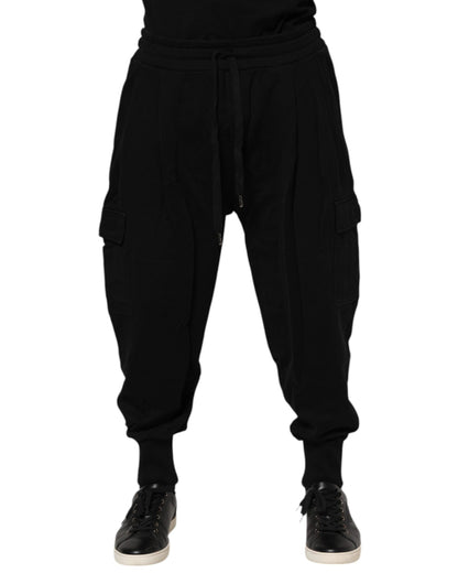 Dolce &amp; Gabbana – Schwarze Jogginghose aus Baumwolle mit Logo