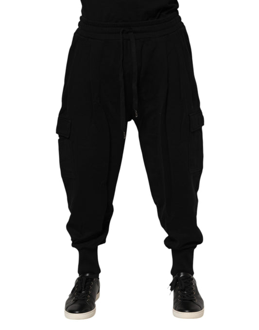 Dolce &amp; Gabbana – Schwarze Jogginghose aus Baumwolle mit Logo