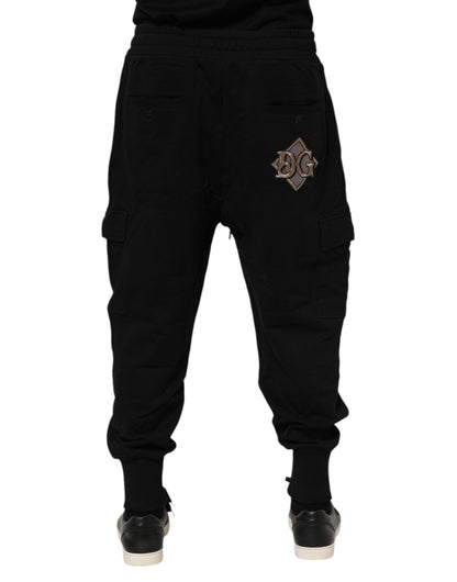 Dolce &amp; Gabbana – Schwarze Jogginghose aus Baumwolle mit Logo