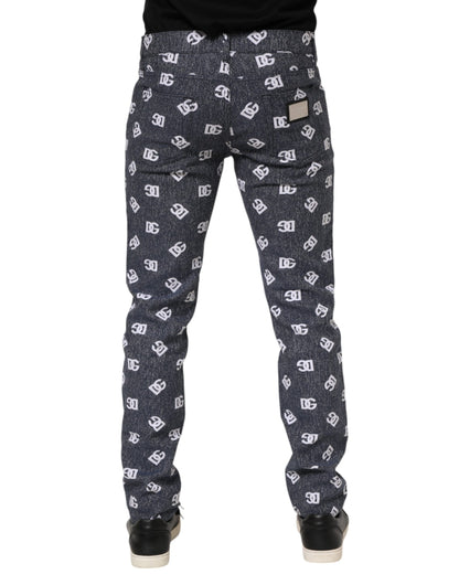 Dolce &amp; Gabbana Dunkelgraue Skinny-Jeans aus Baumwolle mit Logo