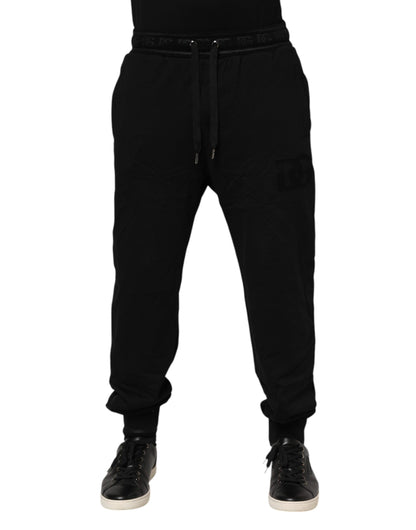 Dolce &amp; Gabbana – Schwarze Jogginghose aus Baumwolle mit Kordelzug