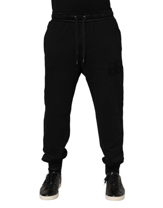 Dolce &amp; Gabbana – Schwarze Jogginghose aus Baumwolle mit Kordelzug