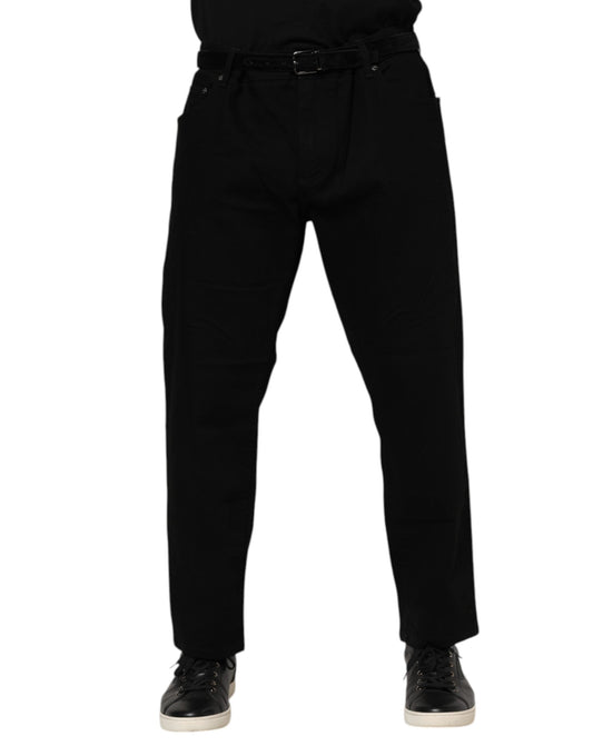 Dolce &amp; Gabbana – Schwarze Jeans aus Baumwoll-Denim mit Logo-Plakette