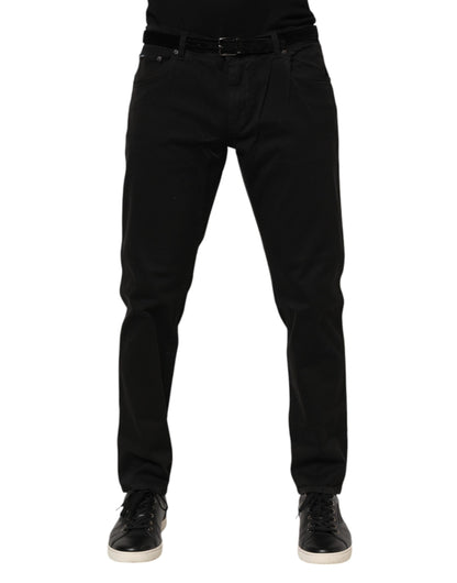 Dolce &amp; Gabbana Schwarze Skinny-Jeans aus Baumwolle in GOLD