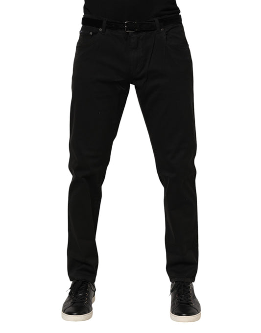 Dolce &amp; Gabbana Schwarze Skinny-Jeans aus Baumwolle in GOLD