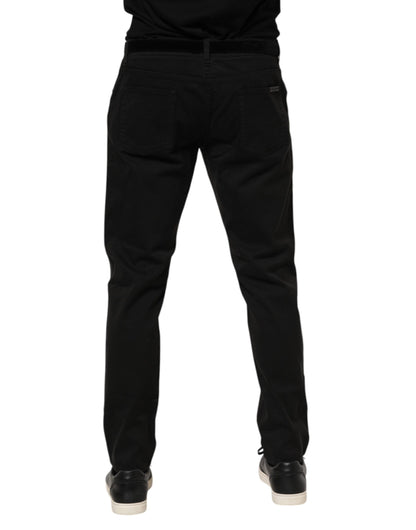 Dolce &amp; Gabbana Schwarze Skinny-Jeans aus Baumwolle in GOLD