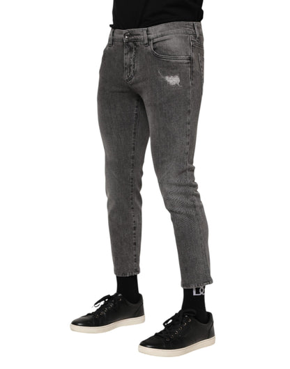 Dolce &amp; Gabbana Graue Baumwoll-Logo-Plakette für Herren