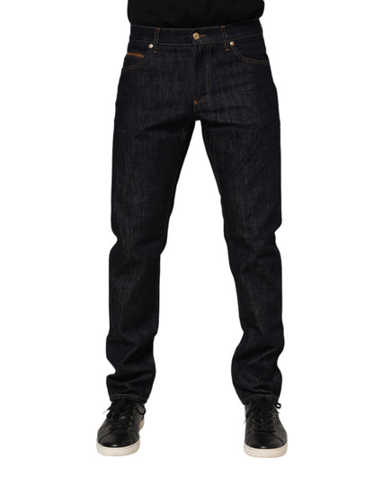 Dolce &amp; Gabbana Dunkelblaue Jeans aus Baumwolle mit Logo-Plakette für Herren