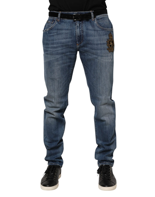 Dolce &amp; Gabbana – Blaue Jeans mit Logostickerei