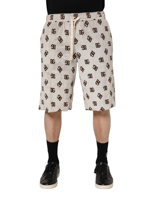 Dolce &amp; Gabbana – Bermudashorts aus weißer Baumwolle mit DG Mania-Print für Herren