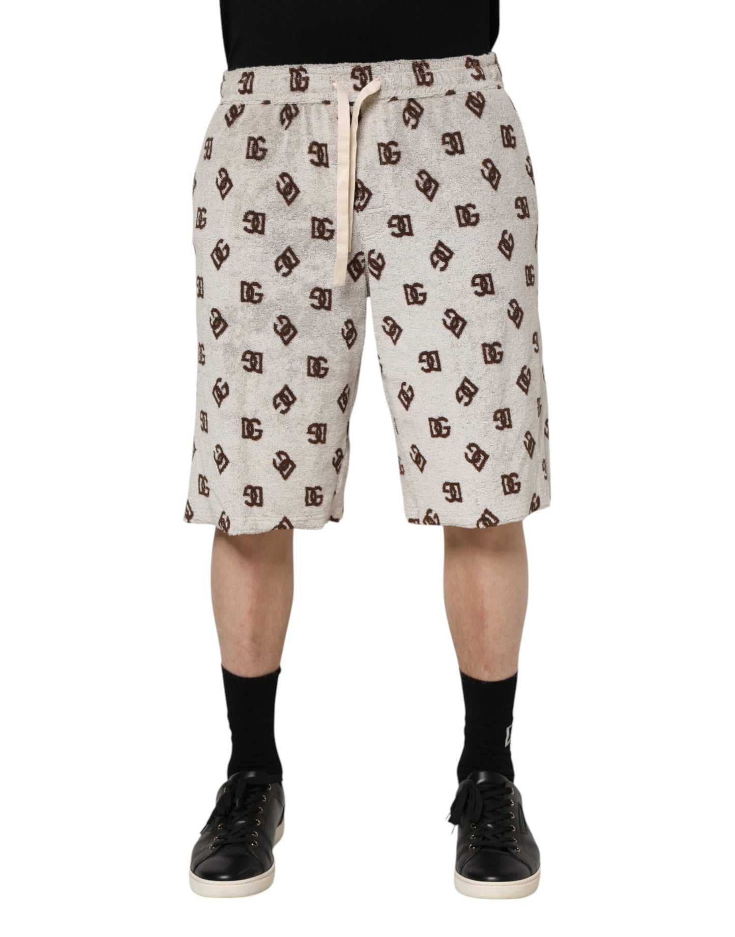 Dolce &amp; Gabbana – Bermudashorts aus weißer Baumwolle mit DG Mania-Print für Herren