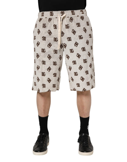 Dolce &amp; Gabbana – Bermudashorts aus weißer Baumwolle mit DG Mania-Print für Herren