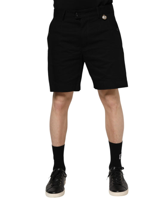 Dolce &amp; Gabbana – Knielange Bermudashorts aus schwarzer Baumwolle für Herren