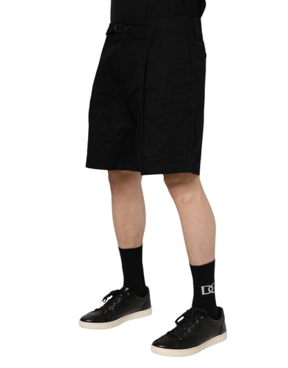 Dolce &amp; Gabbana – Knielange Bermudashorts aus schwarzer Baumwolle für Herren