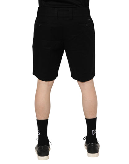 Dolce &amp; Gabbana – Knielange Bermudashorts aus schwarzer Baumwolle für Herren
