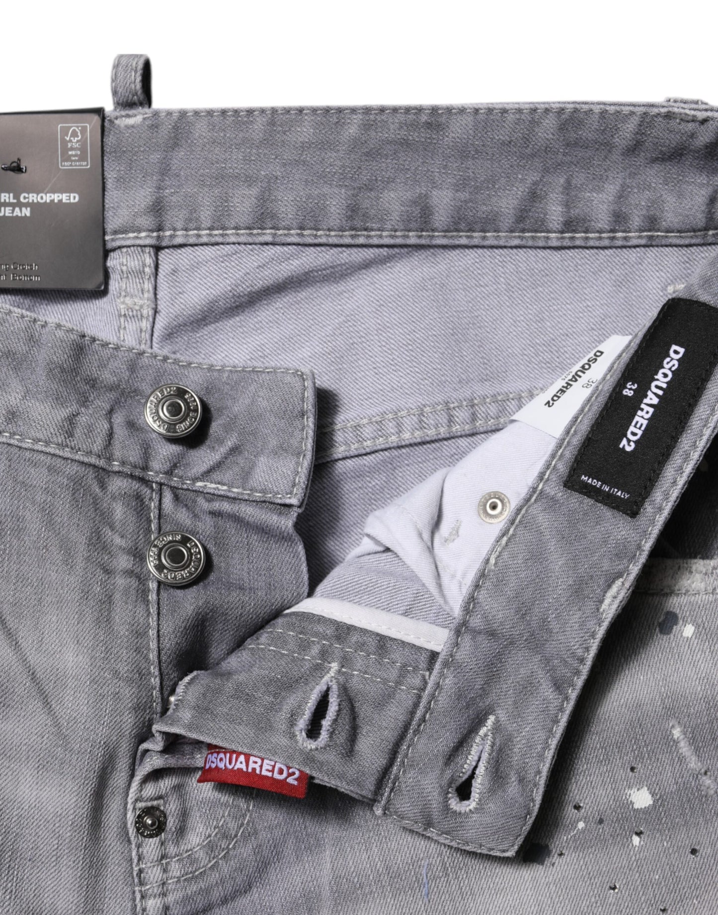 Dsquared² Grau verwaschene Tapered-Jeans mit mittlerer Taille