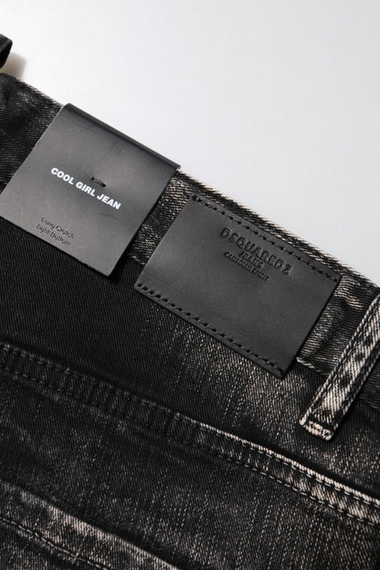 Dsquared² – Schwarze, verwaschene Tapered-Jeans aus Denim mit mittlerer Taille
