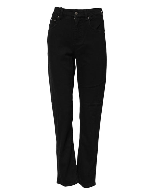 Dolce &amp; Gabbana – Schwarze Boyfriend-Jeans aus Baumwolle mit mittlerer Taille