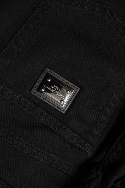 Dolce &amp; Gabbana – Schwarze Boyfriend-Jeans aus Baumwolle mit mittlerer Taille