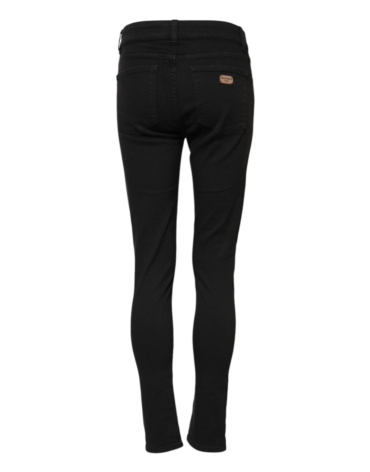 Dolce &amp; Gabbana – Schwarze Skinny-Jeans aus Baumwolle mit mittlerer Taille