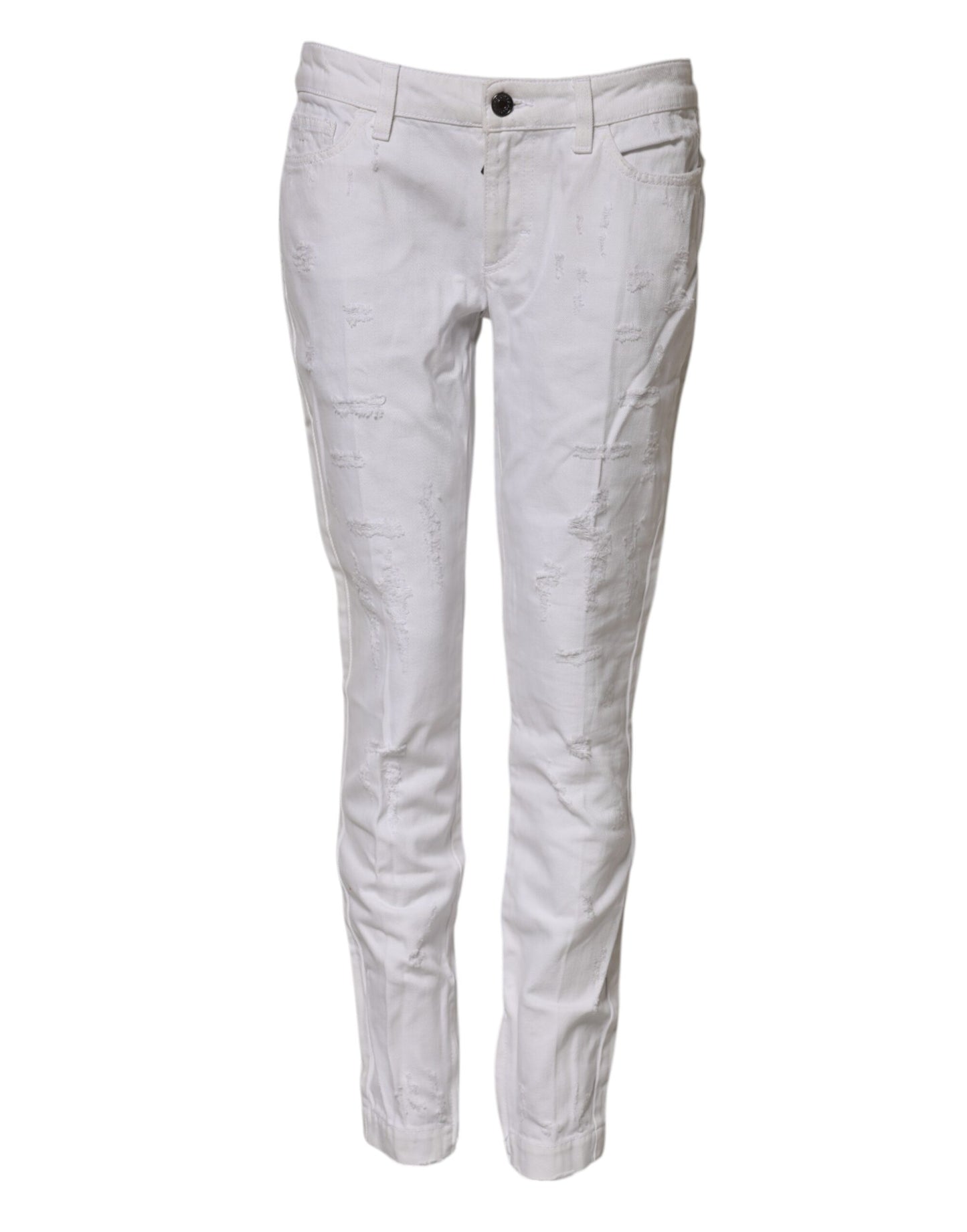 Dolce &amp; Gabbana – Weiße Jeans aus Baumwolle mit mittlerer Taille für Damen