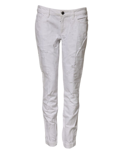 Dolce &amp; Gabbana – Weiße Jeans aus Baumwolle mit mittlerer Taille für Damen