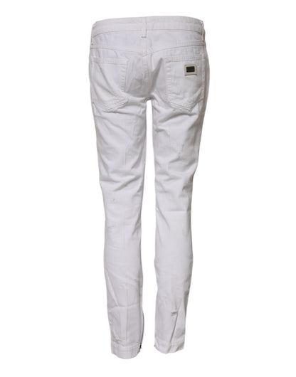 Dolce &amp; Gabbana – Weiße Jeans aus Baumwolle mit mittlerer Taille für Damen