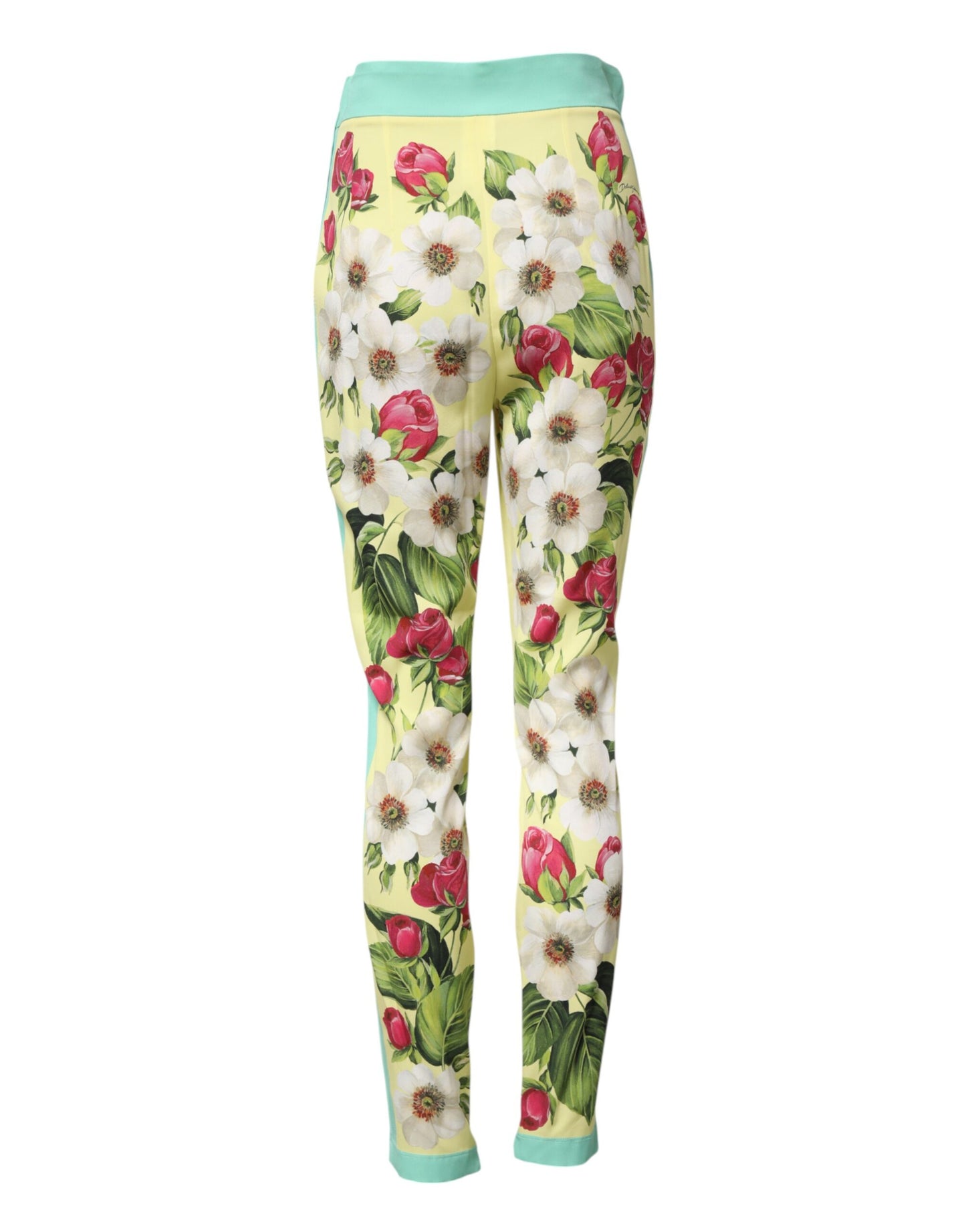 Dolce &amp; Gabbana Gelbe Leggings aus Seide mit Blumenmuster