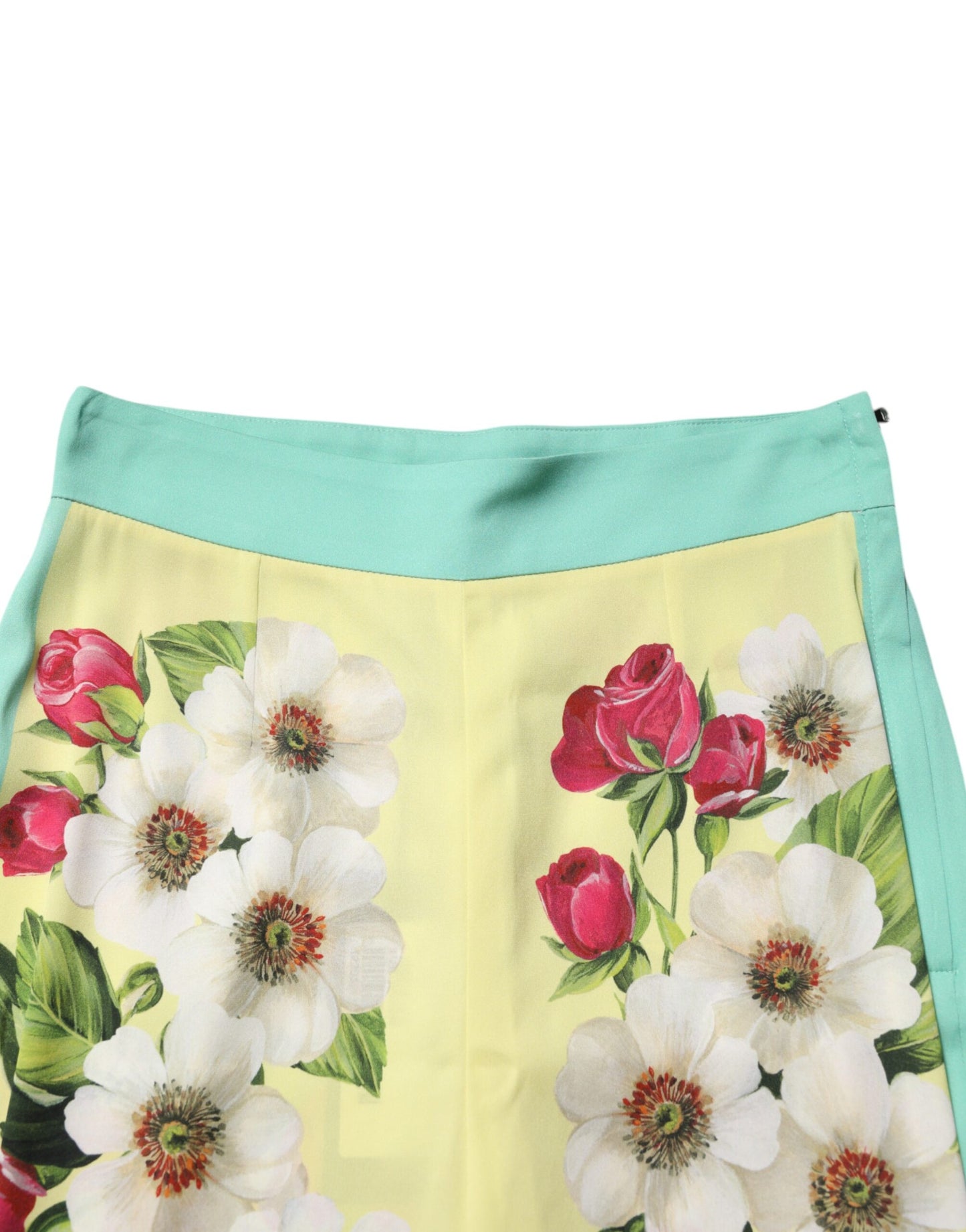 Dolce &amp; Gabbana Gelbe Leggings aus Seide mit Blumenmuster