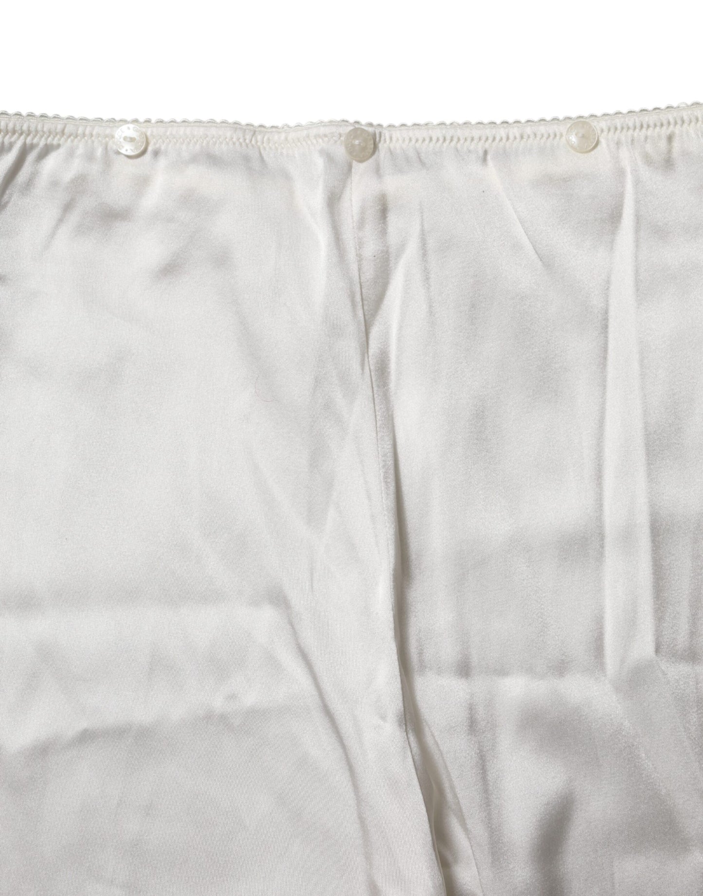Dolce &amp; Gabbana – Konische Hose aus elfenbeinfarbener Seide mit hoher Taille