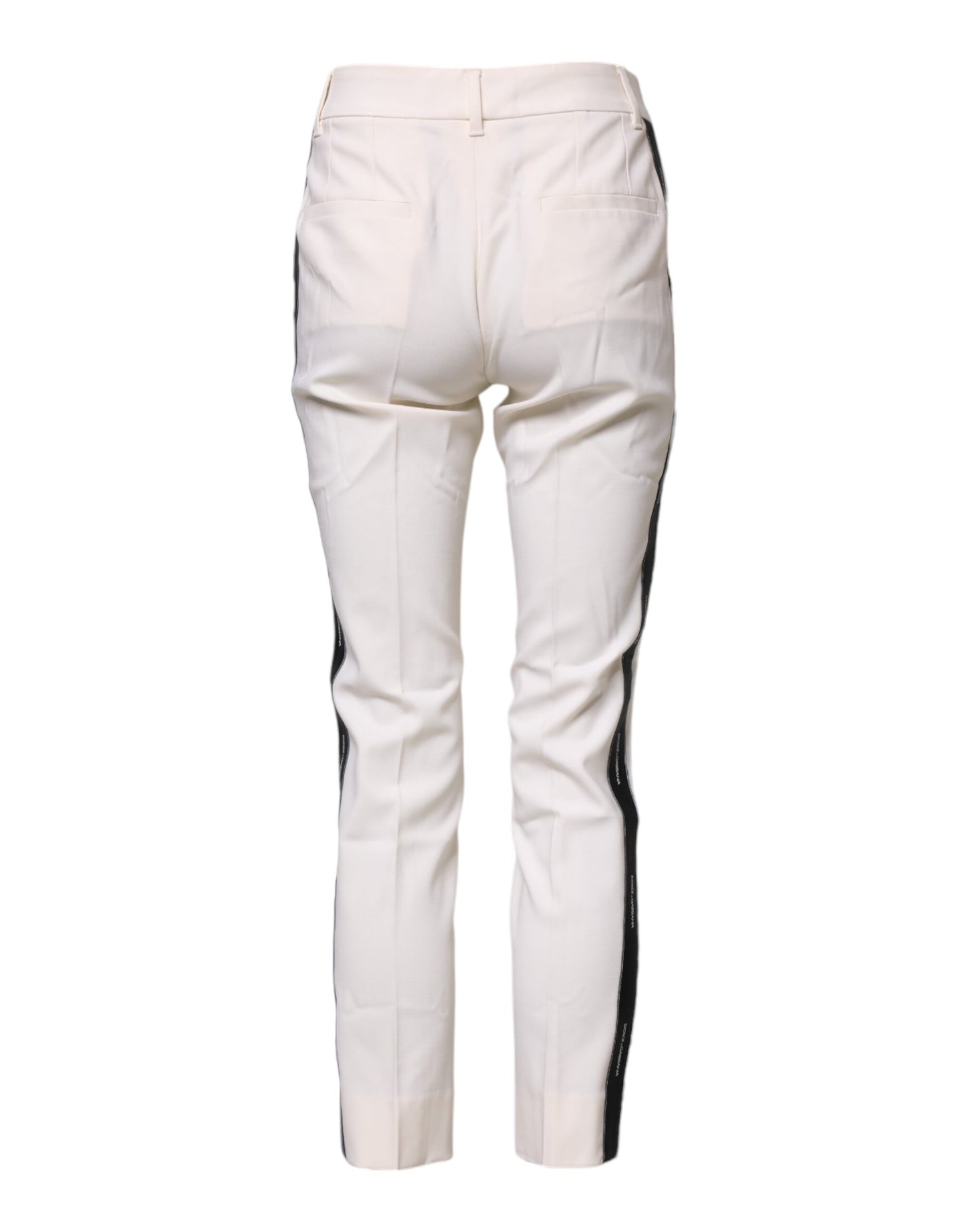 Dolce &amp; Gabbana – Weiße, konische Hose aus Wolle mit hoher Taille