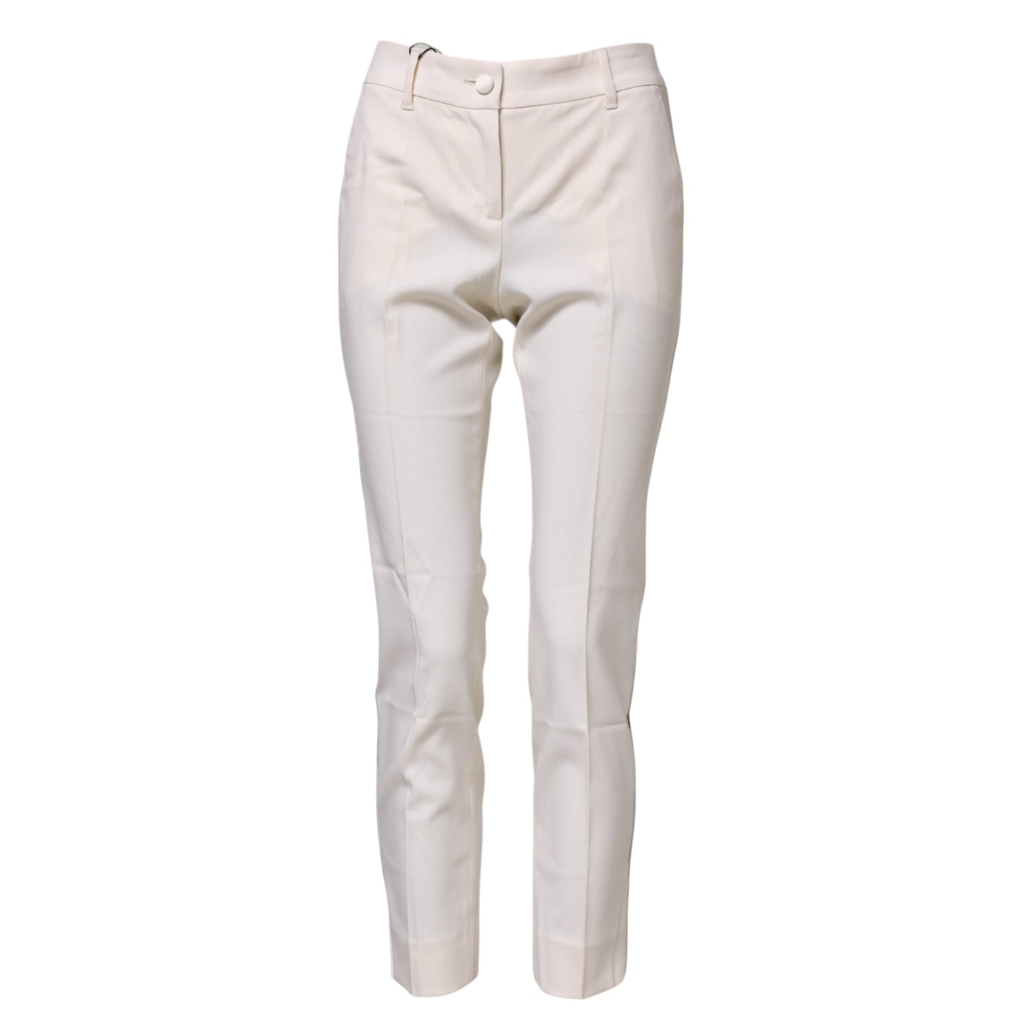 Dolce &amp; Gabbana – Weiße, konische Hose aus Wolle mit hoher Taille