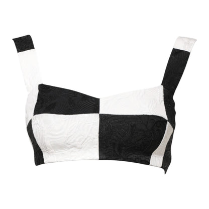 Dolce &amp; Gabbana – Kurzes Bustier-Korsett-BH-Oberteil in Schwarz und Weiß