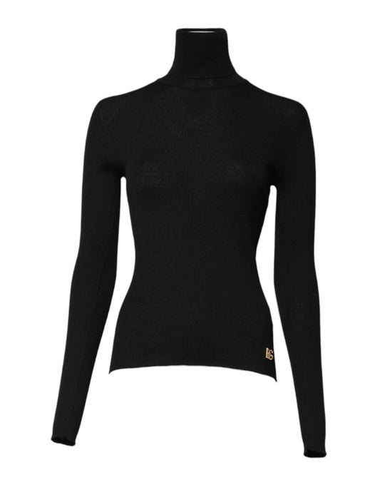 Dolce &amp; Gabbana – Schwarzes Strickblusenoberteil aus Kaschmir mit Rollkragen