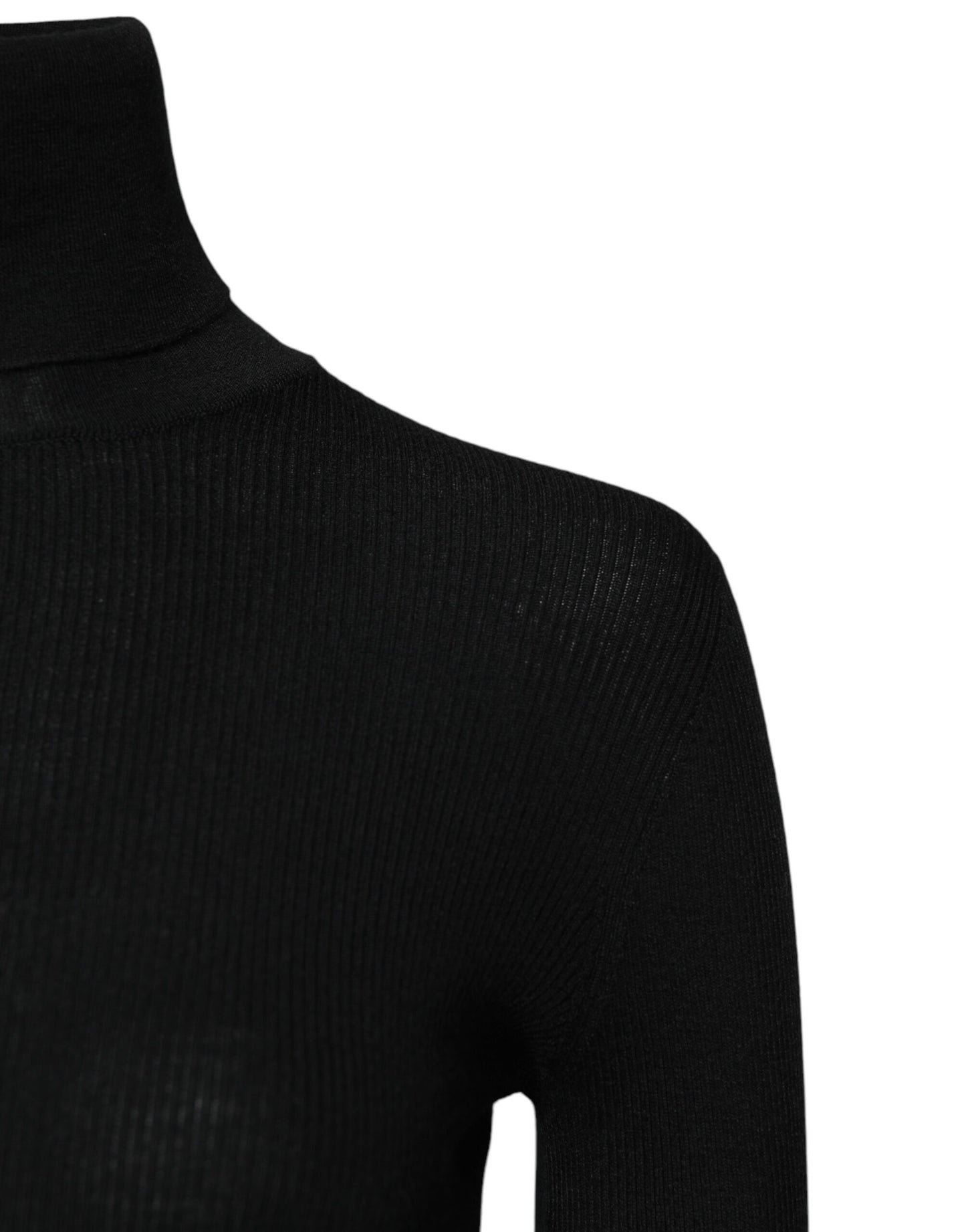 Dolce &amp; Gabbana – Schwarzes Strickblusenoberteil aus Kaschmir mit Rollkragen