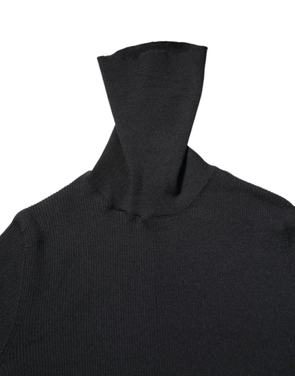 Dolce &amp; Gabbana – Schwarzes Strickblusenoberteil aus Kaschmir mit Rollkragen